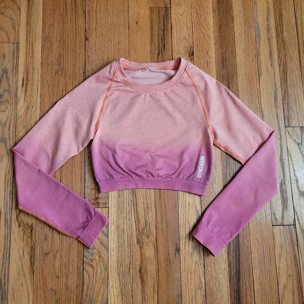 Gymshark Women's Pink Long Sleeve Crop Top Size Small - Picture 10 of 10